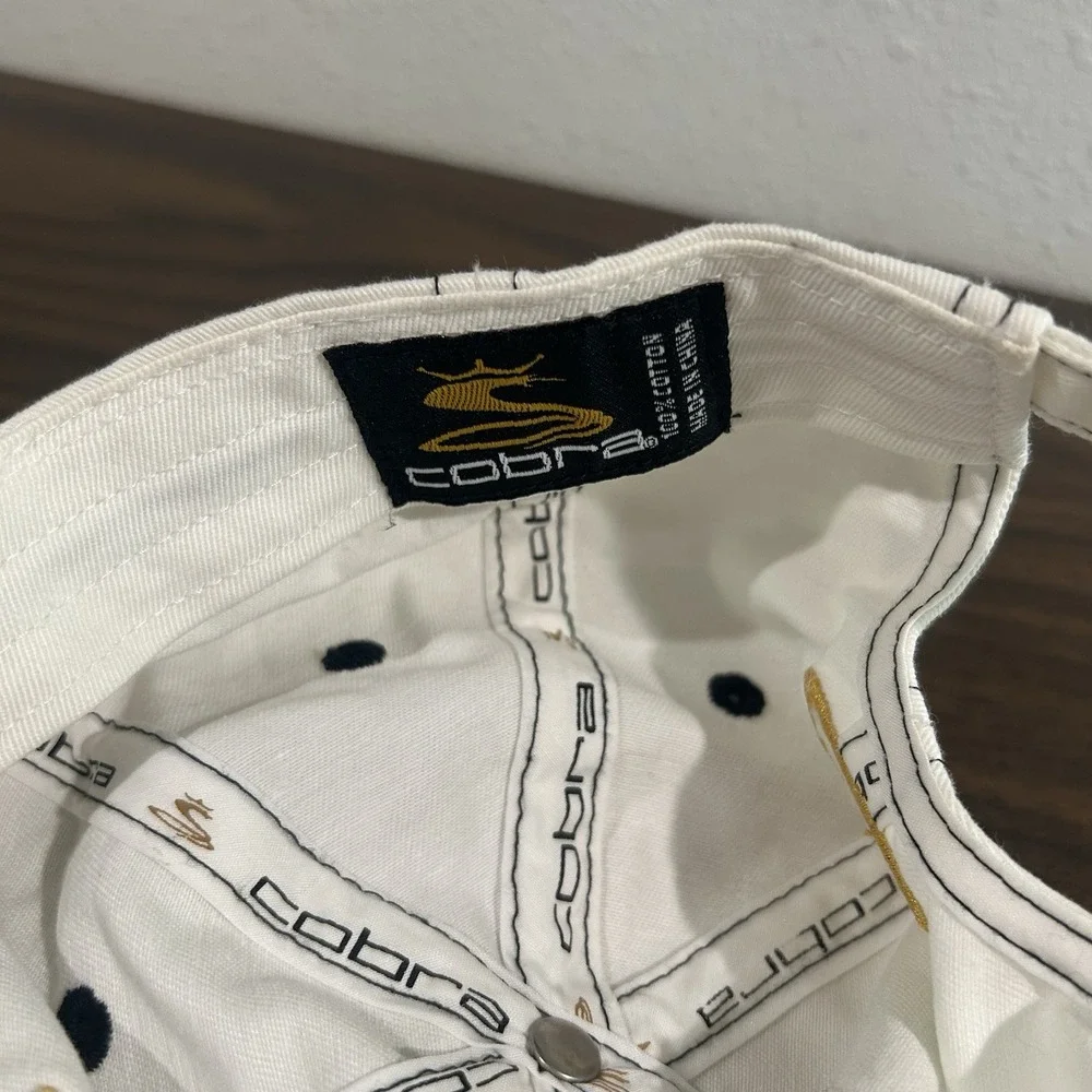 King Cobra Golf Hat Cap Strap Back Cream Black Gold Embroidered Adjustable Mens
